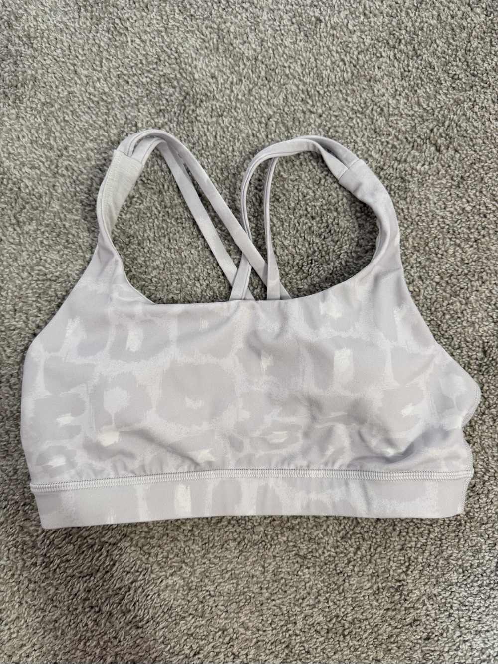 lululemon athletica size 6 Energy Bra in Camo Alpine White Leopard